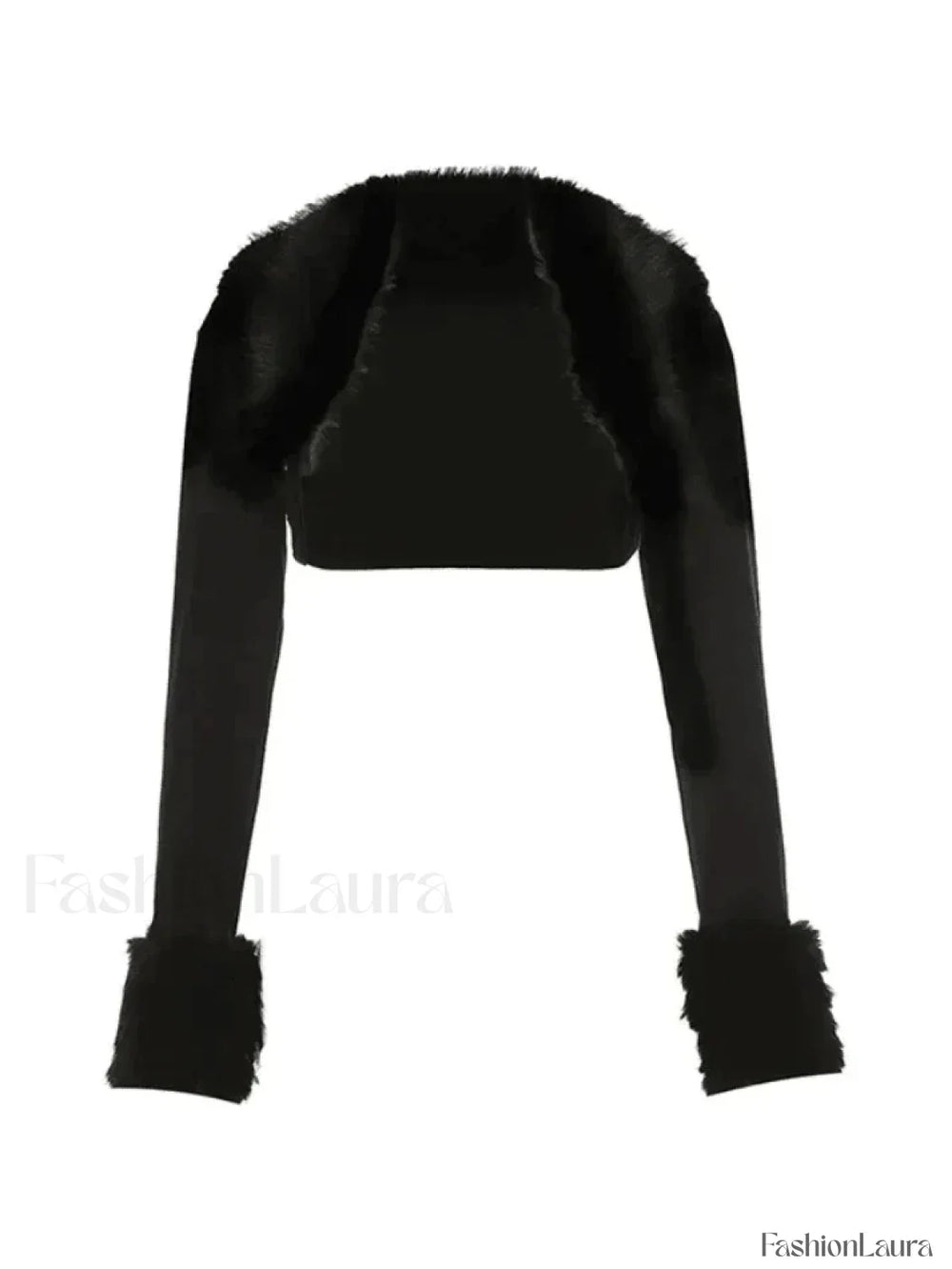 Fur Trim Black Shrug Jacket Jackets
