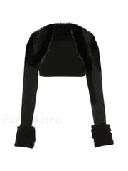 Fur Trim Black Shrug Jacket Jackets