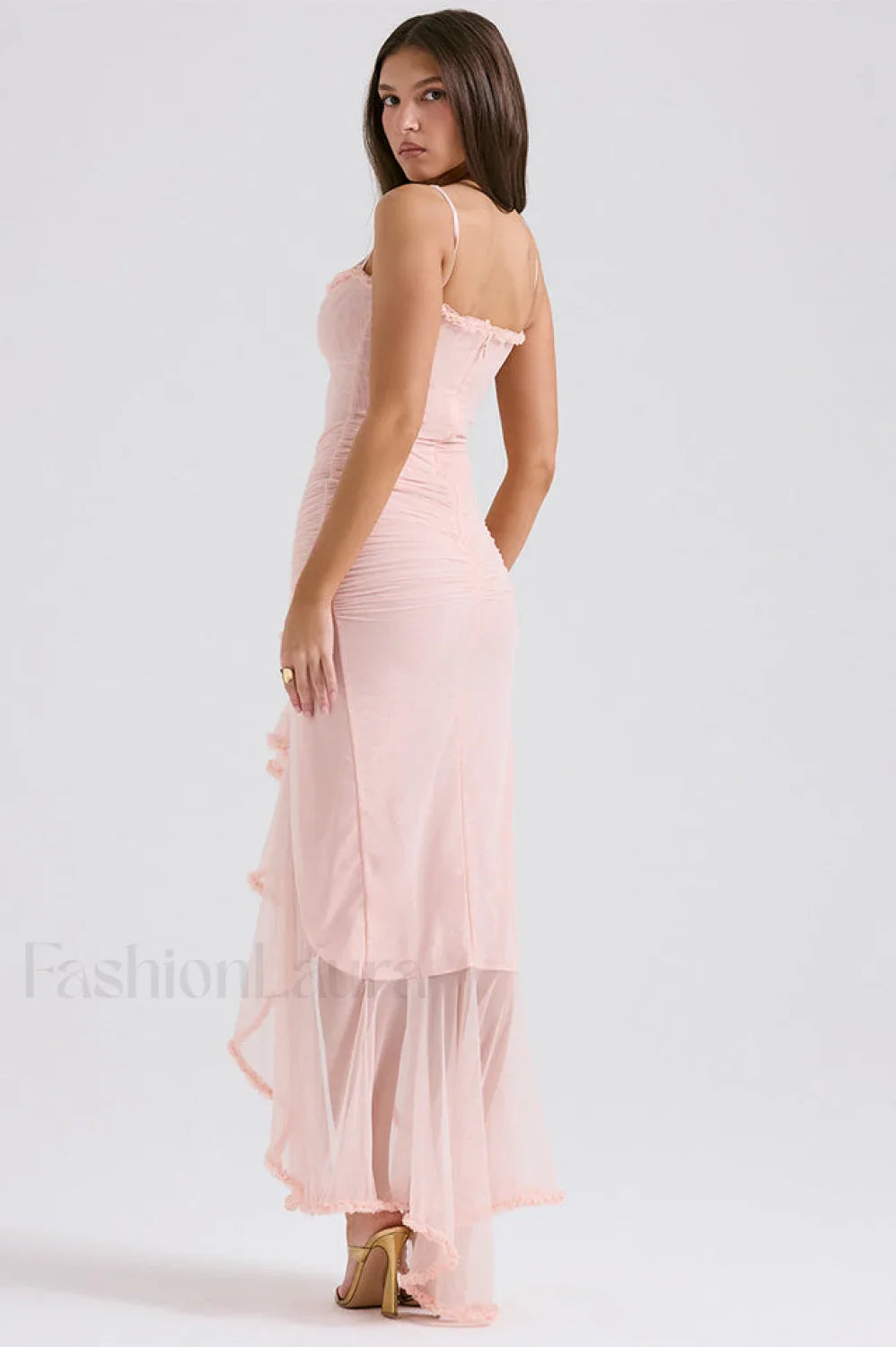 Gabriella Light Stylish Peach Ruffle Dress