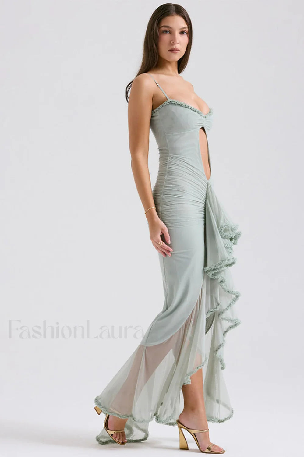 Gabriella Light Stylish Peach Ruffle Dress