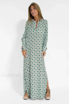 Geometric Elegant Maxi Dress S / Green Geometric