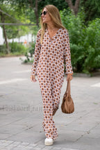 Geometric Elegant Maxi Dress S / Tan Geometric