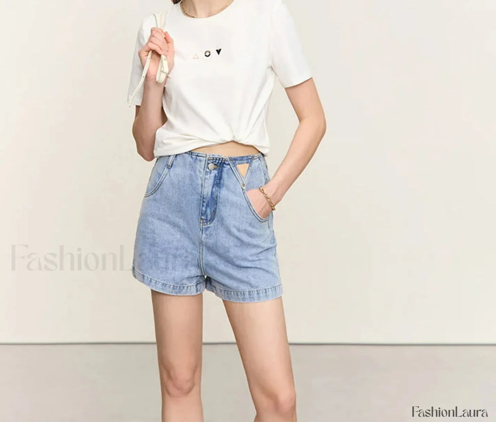 Geometric Print Cotton T Shirt Beige / S