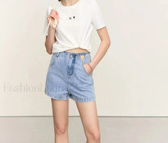 Geometric Print Cotton T Shirt Beige / S