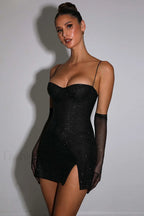 Georgia Shiny Stylish Dress With Gloves