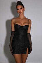 Georgia Shiny Stylish Dress With Gloves