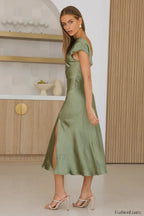 Get In Formation Charming Satin Midi Dress