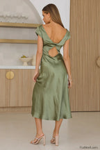 Get In Formation Charming Satin Midi Dress