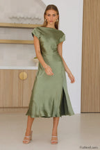 Get In Formation Charming Satin Midi Dress