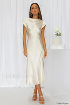 Get In Formation Charming Satin Midi Dress