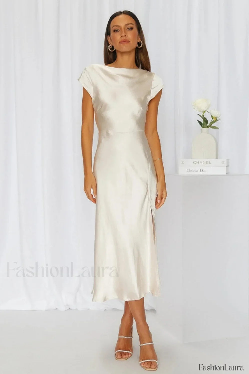 Get In Formation Charming Satin Midi Dress