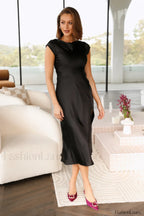 Get In Formation Charming Satin Midi Dress S / Black