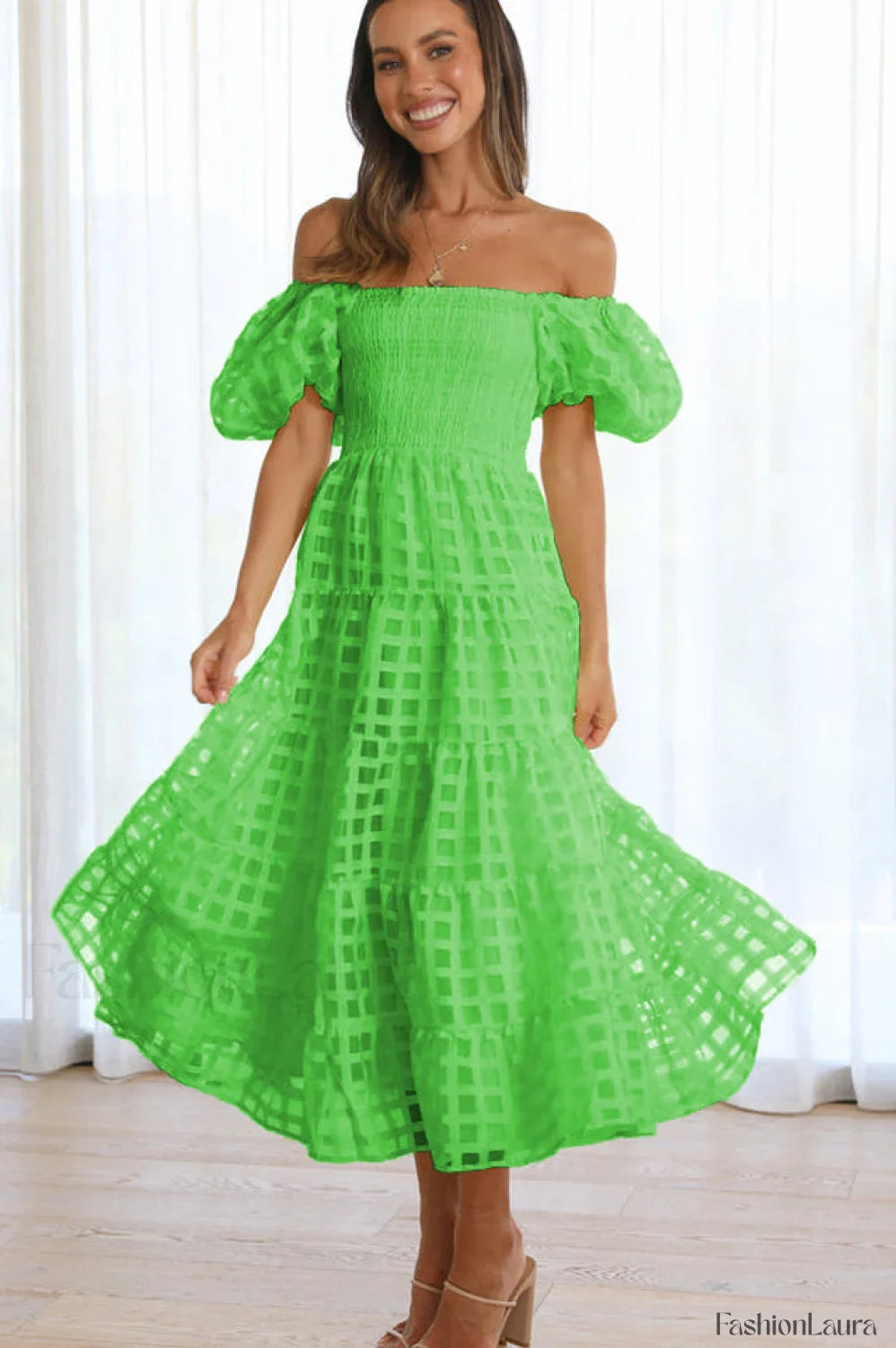 Gin Elegant Midi Dress S / Green