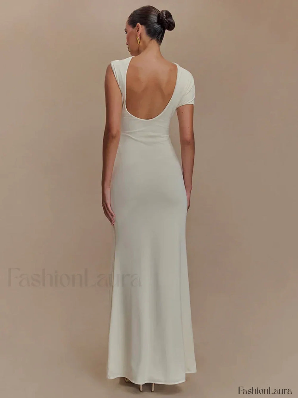 Gold Clasp Ruched Bodycon Maxi Dress