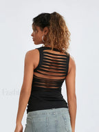 Goth Crop Grunge Print Running Tank Fairy Summer Skull Hollow Out Sleeveless Top