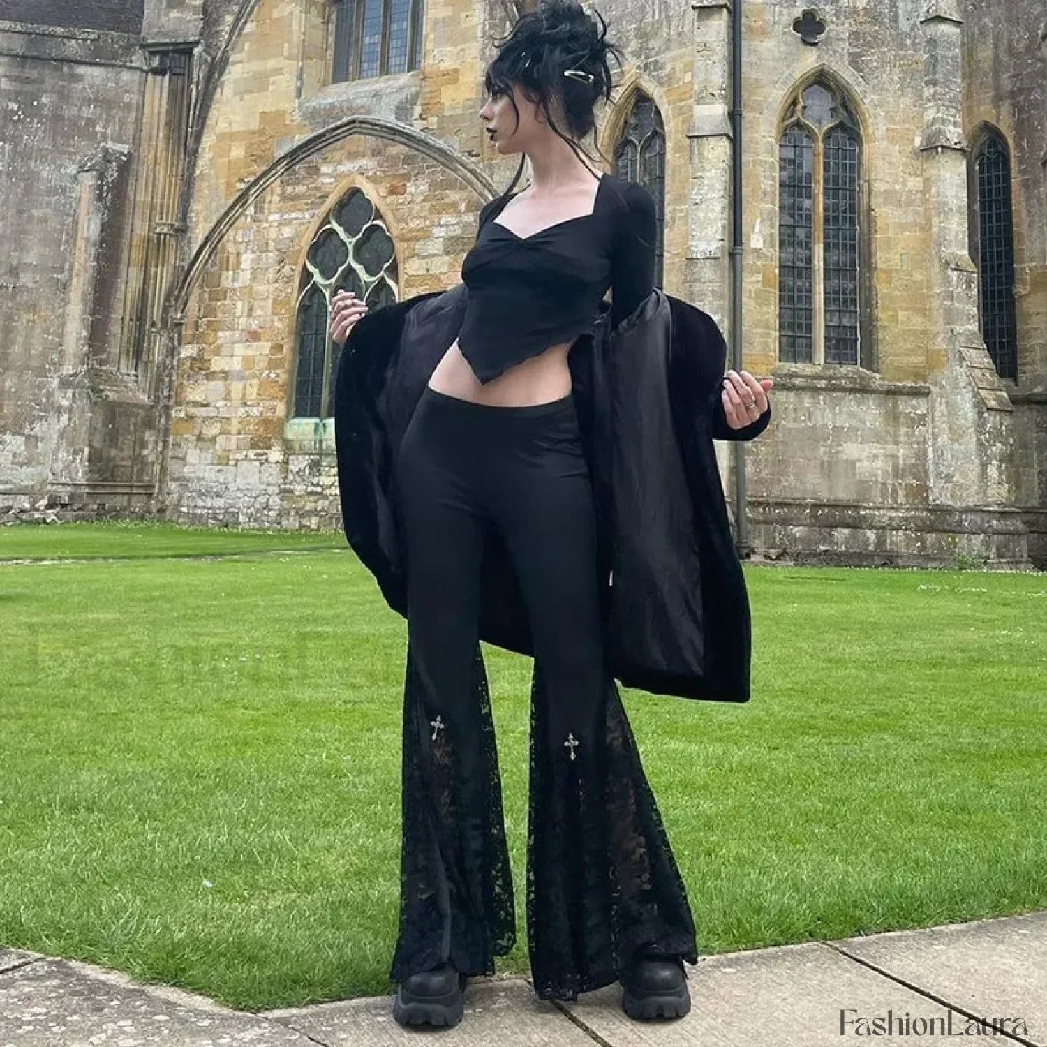 Goth Mall Flared Pants for Halloween