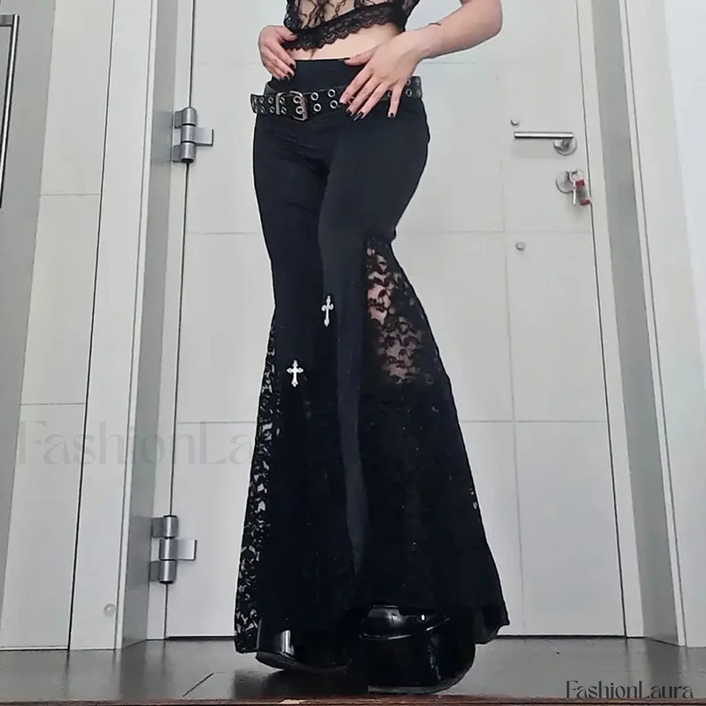 Goth Mall Flared Pants for Halloween