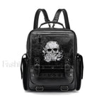 Goth Style Large Capacity Skull Multi function Unisex Waterproof Backpack Black