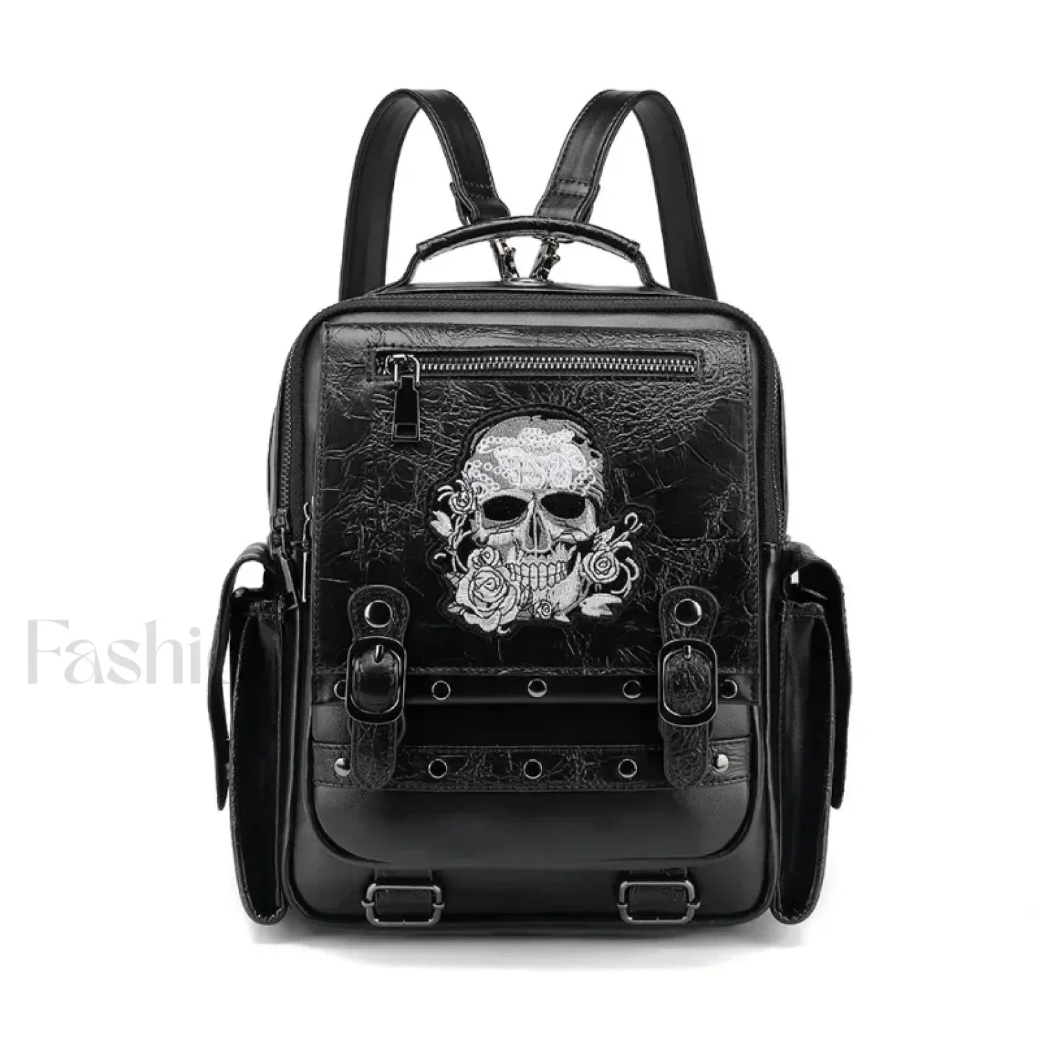 Goth Style Large Capacity Skull Multi function Unisex Waterproof Backpack Black