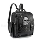 Goth Style Large Capacity Skull Multi function Unisex Waterproof Backpack Black
