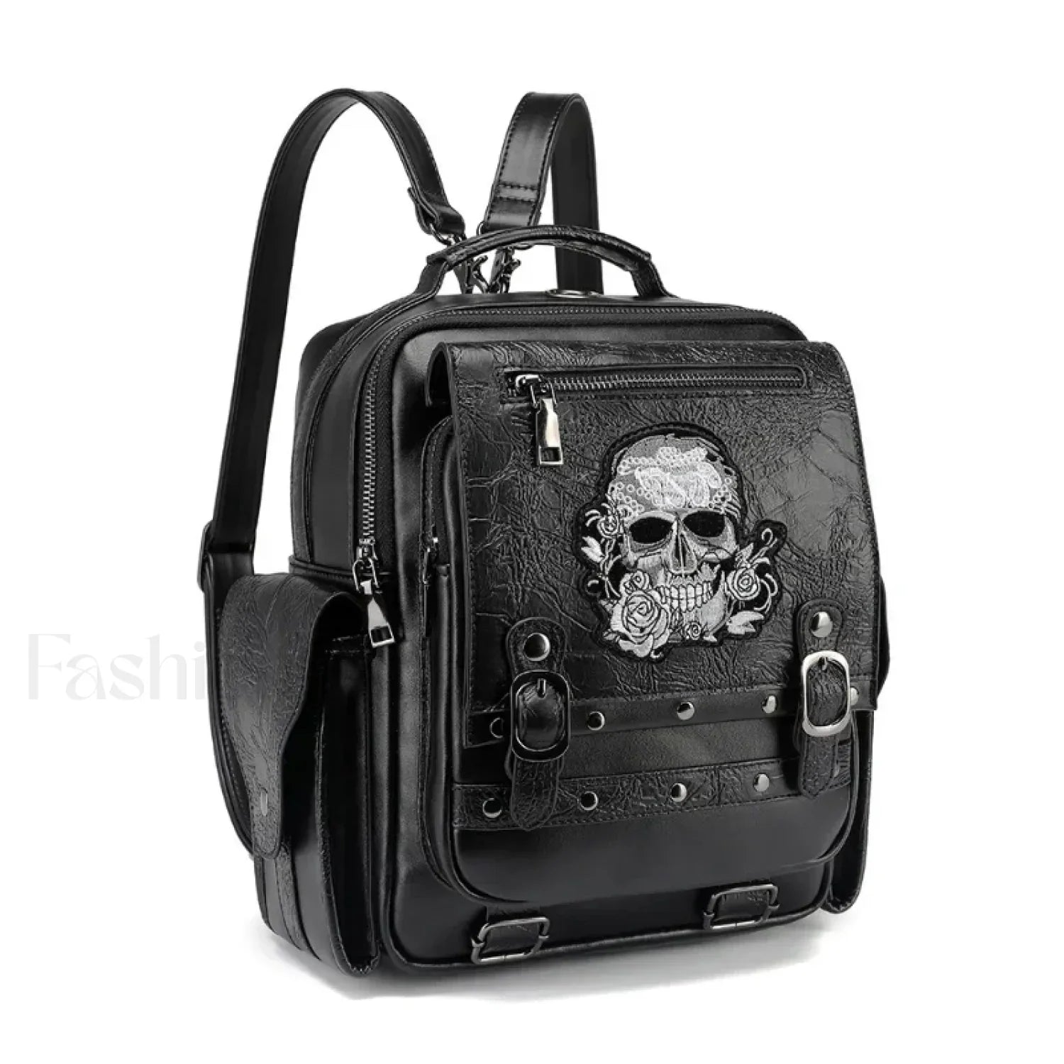 Goth Style Large Capacity Skull Multi function Unisex Waterproof Backpack Black