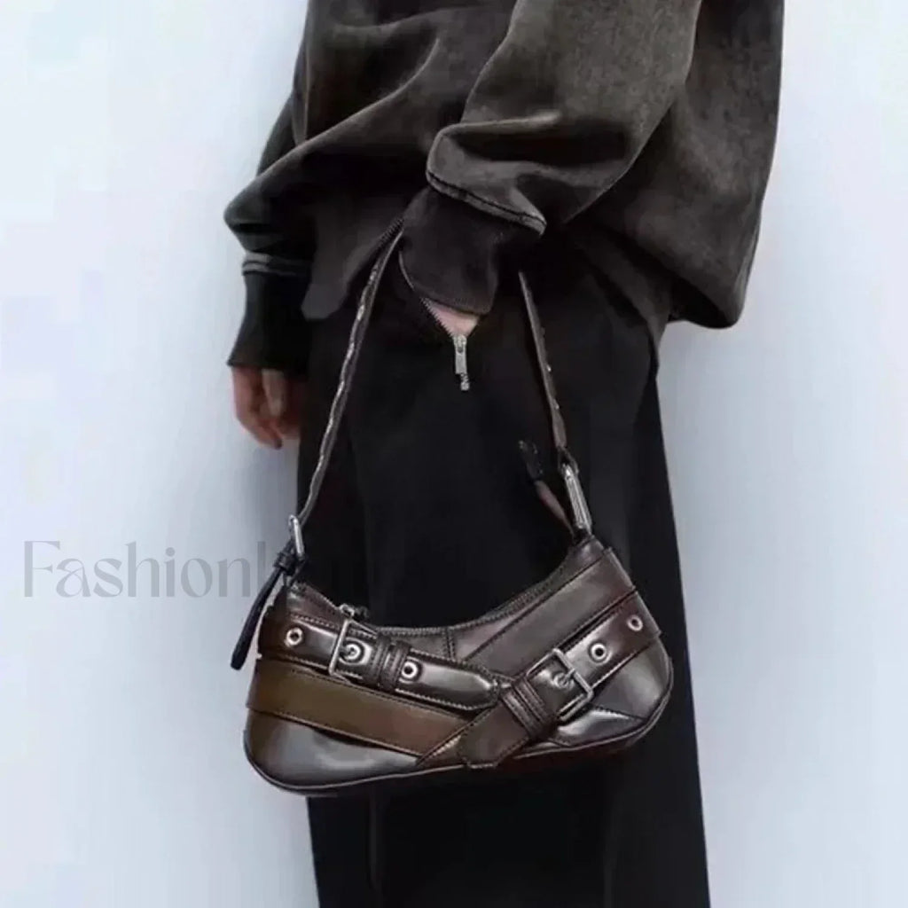 Goth Y2K Punk Rivet Chain School PU Leather Skeleton Fashion Women Backpack Bag