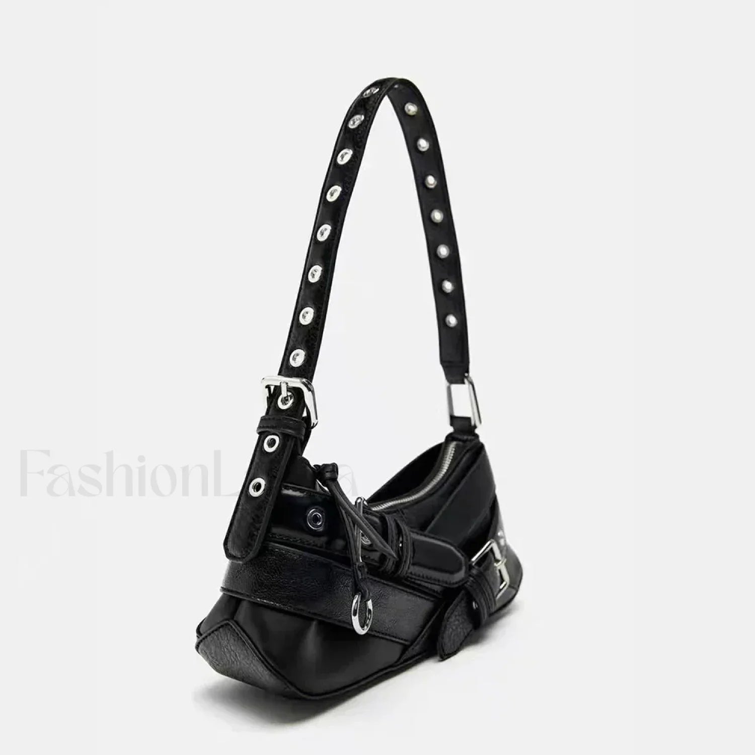 Goth Y2K Punk Rivet Chain School PU Leather Skeleton Fashion Women Backpack Bag