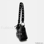 Goth Y2K Punk Rivet Chain School PU Leather Skeleton Fashion Women Backpack Bag