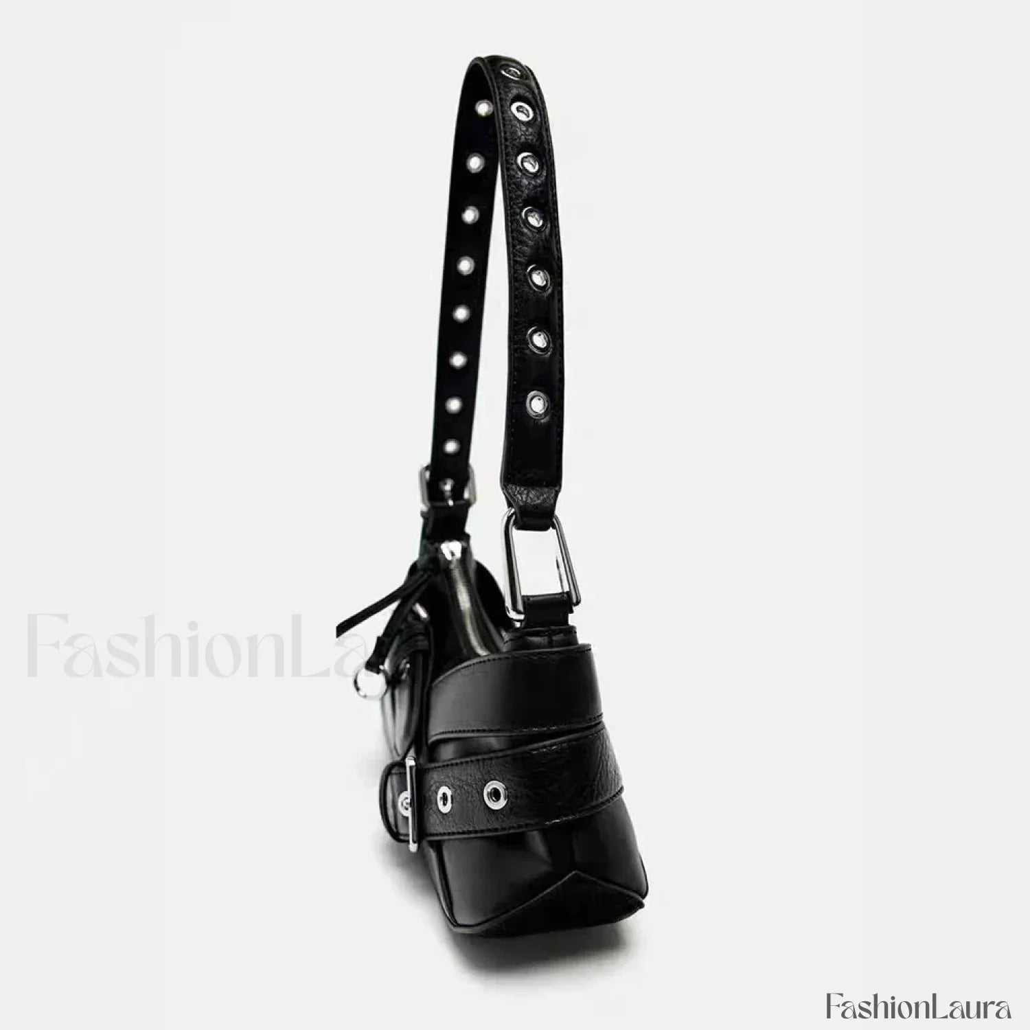 Goth Y2K Punk Rivet Chain School PU Leather Skeleton Fashion Women Backpack Bag