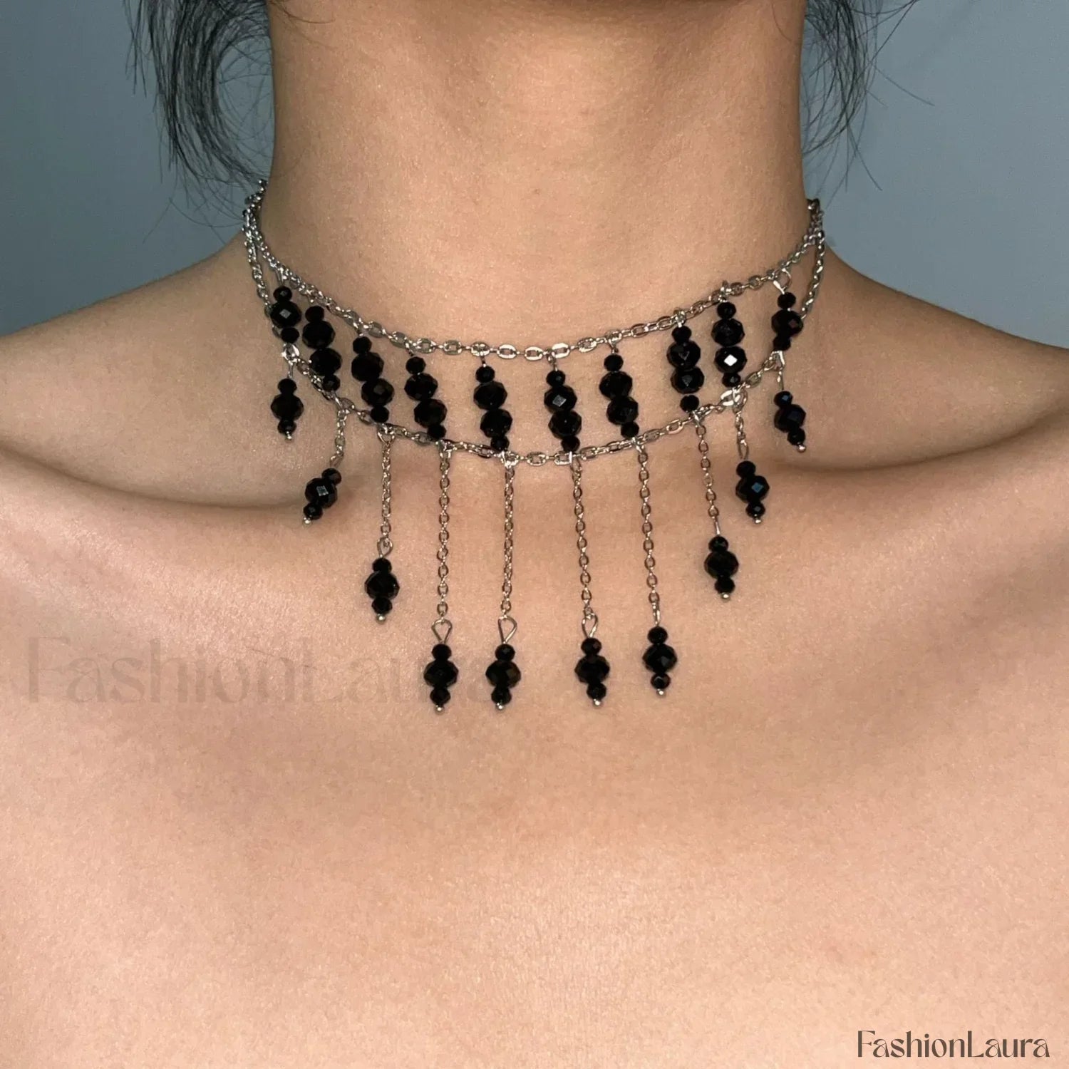 Gothic Black Design Choker Original Tassel Necklace BLACK