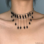 Gothic Black Design Choker Original Tassel Necklace BLACK