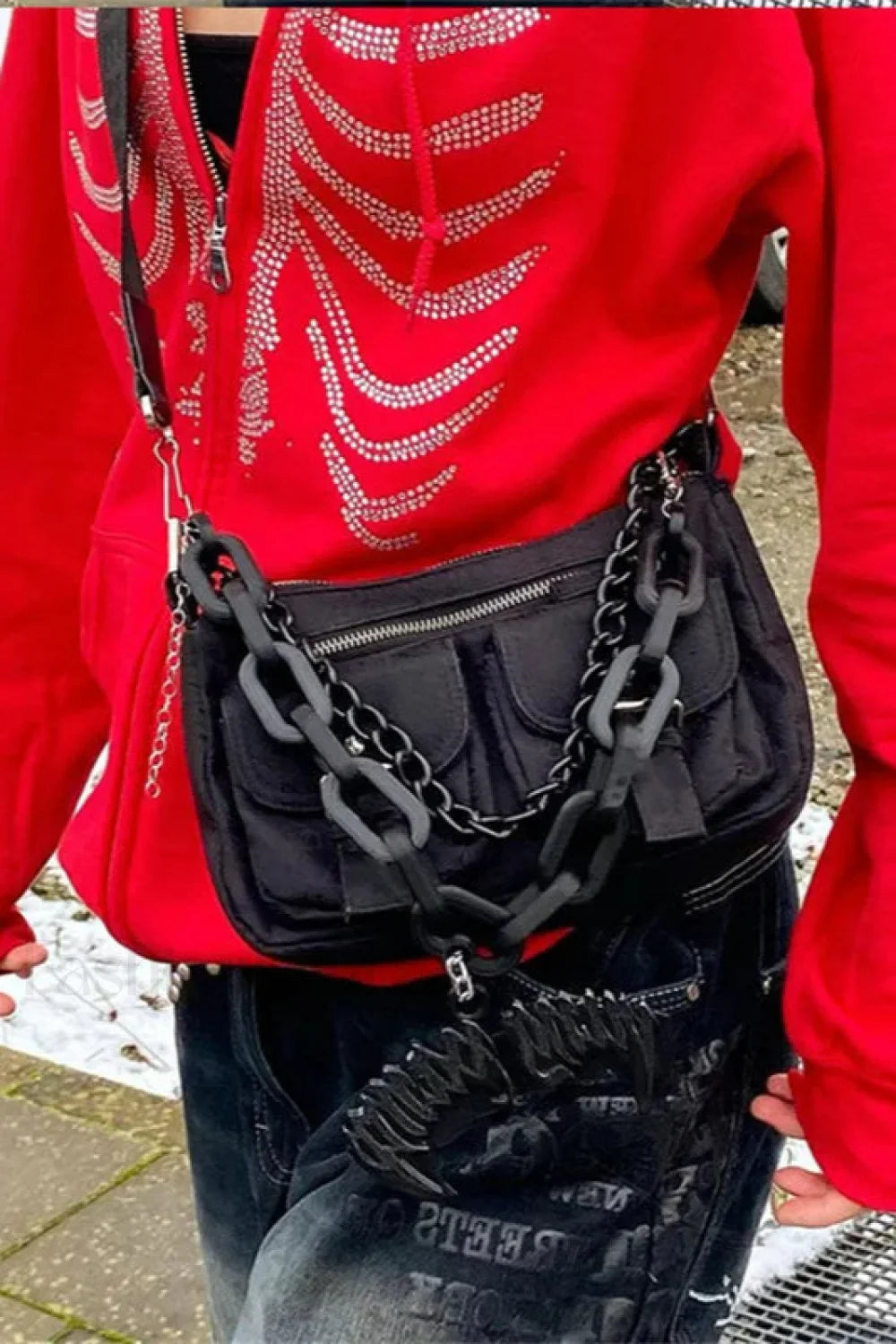 Gothic Black Zip Up Hoodie