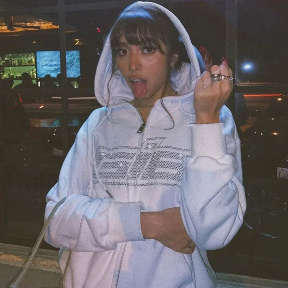 Gothic Butterfly Print Grunge Casual Hooded Jacket Hoody WHITE / S Sweatshirts & Hoodies L