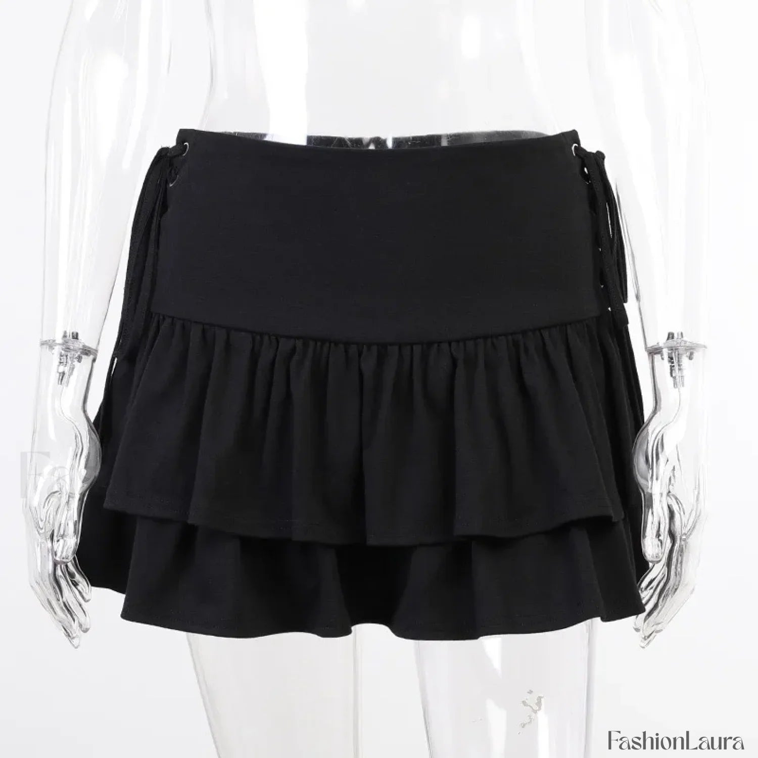Gothic Cute Lolita Cake Mini Skirt for Girls with Sweet Lace Plaid BLACK / S