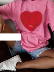 Gothic Heart Printed Cotton T Shirt Dark Pink / M