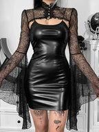 Gothic Sexy Black Y2K Harajuku Vintage Lolita Backless Mini Women Aesthetic Punk High Waist Dress