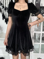 Gothic Sexy Black Y2K Harajuku Vintage Lolita Backless Mini Women Aesthetic Punk High Waist Dress