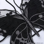 Gothic Sexy Crop Halter Black Strappy Butterfly Shape Backless Top Black / One Size