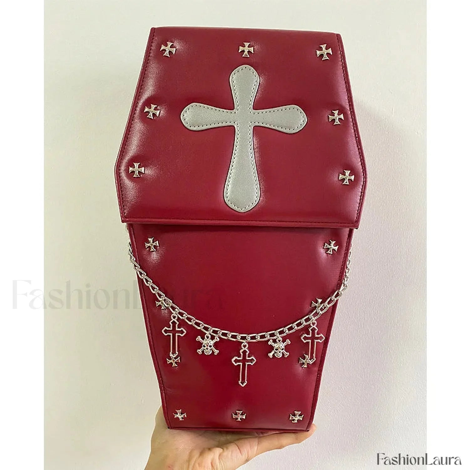 Gothic Vampire Coffin Shape Punk Lolita School Crossbody Halloween cross wine / 21X9X35