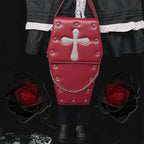 Gothic Vampire Coffin Shape Punk Lolita School Crossbody Halloween Wine / 21X9X35