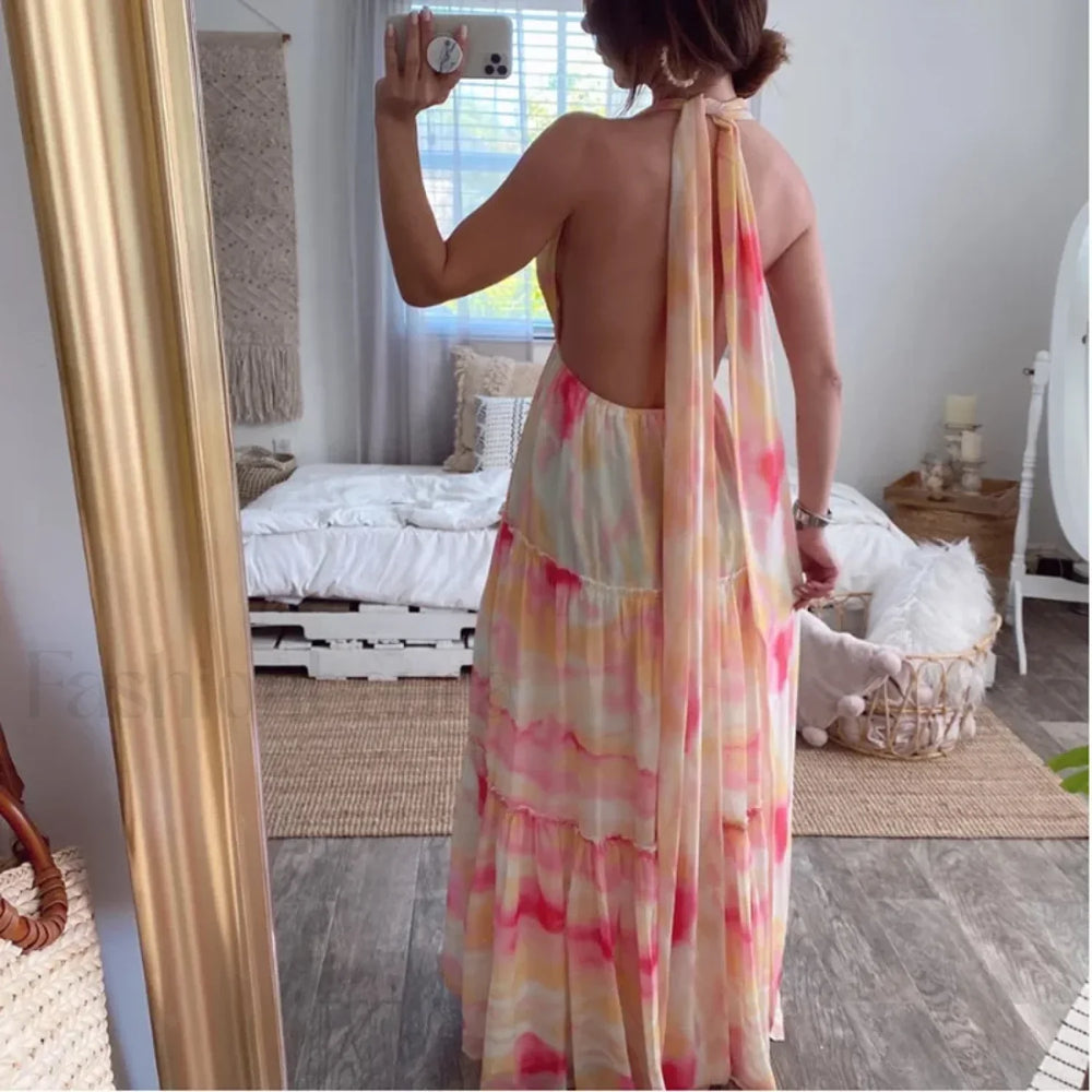 Gradient Chiffon Floral Dress