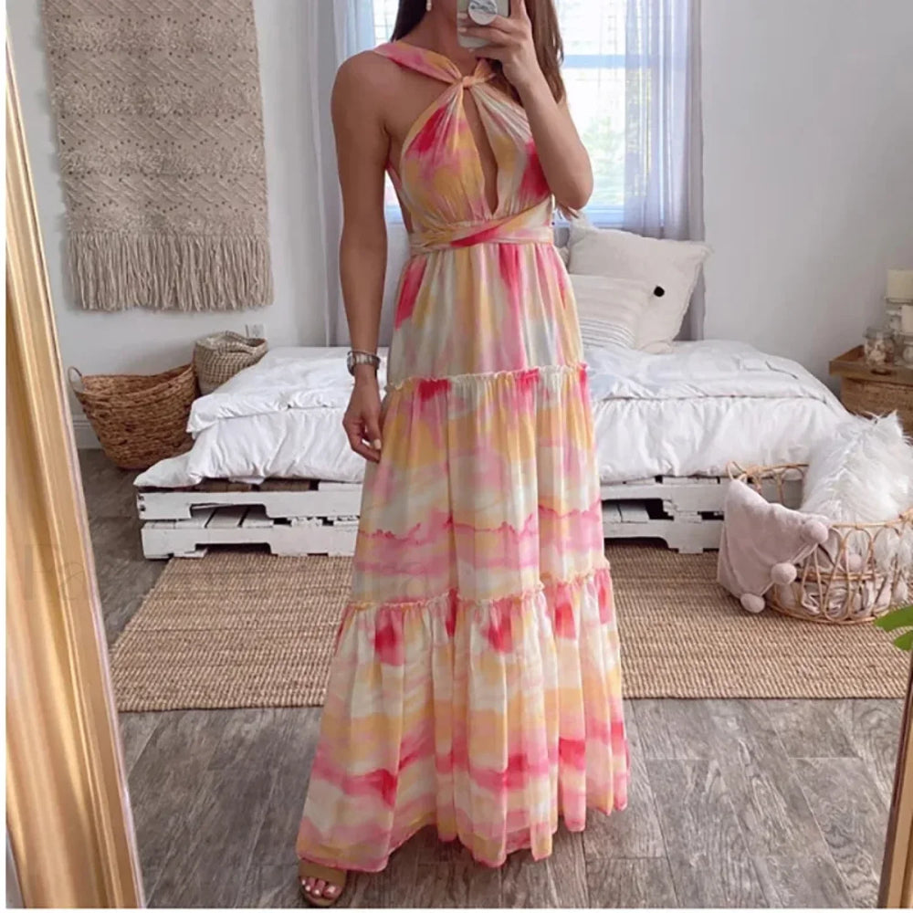 Gradient Chiffon Floral Dress