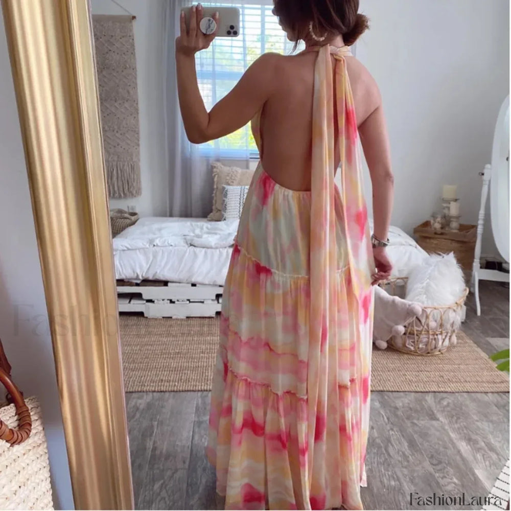 Gradient Chiffon Floral Dress