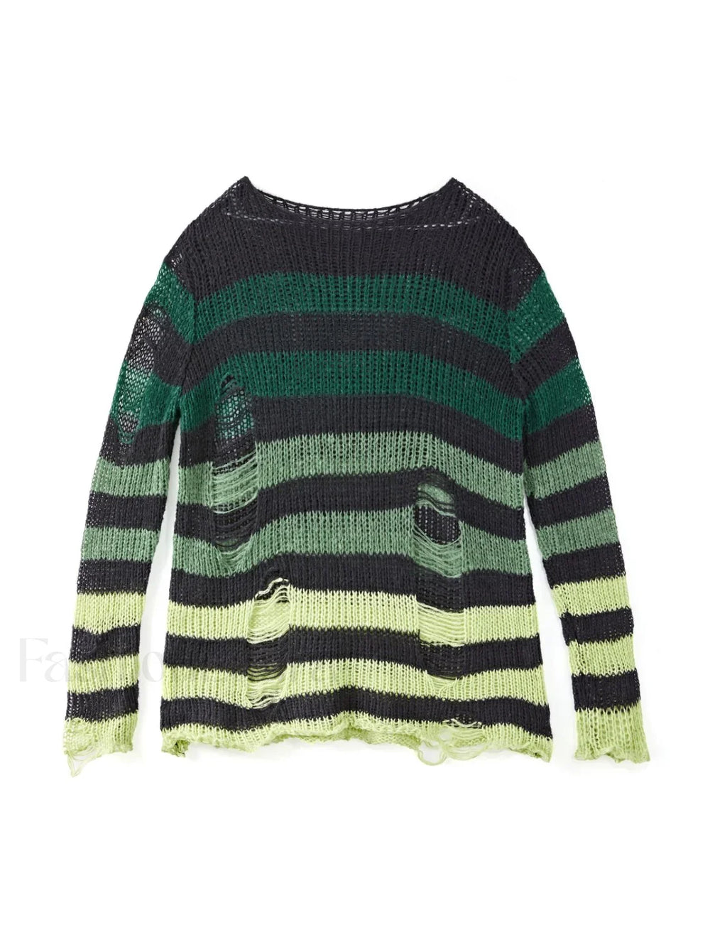 Gradient Striped Distressed Long Sleeve Mini Dress Mini Dresses