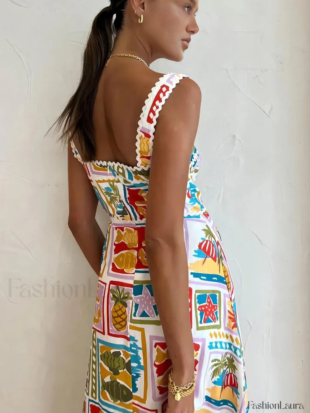 Graffiti Print Sleeveless Long Dress Floral Dresses