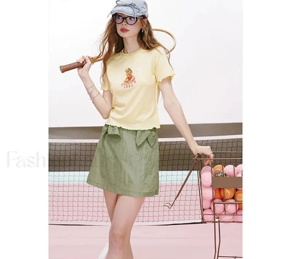 Green Bow Breathable Workwear Skirt