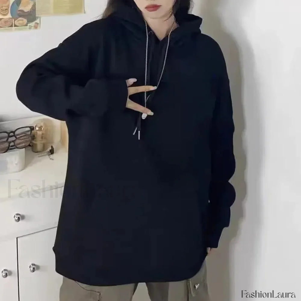 Green Oversized Harajuku Loose Winter Long Sleeve Open Zipper Casual Hoody Black / S Sweatshirts & Hoodies L