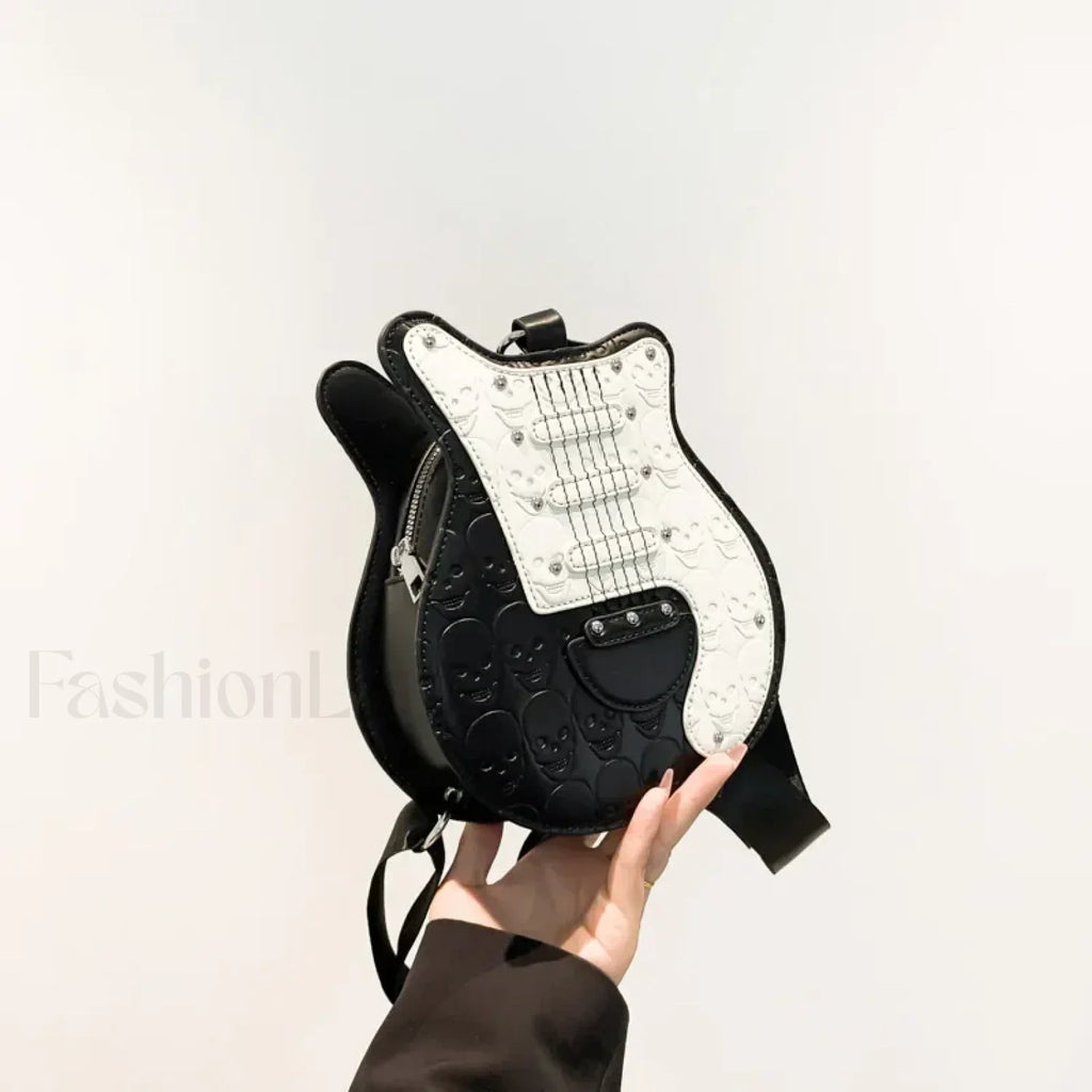 Guitar Crossbody Shape Halloween Trend 2024 Party Gothic Sling Shoulder Bag Black / (20cm