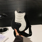 Guitar Crossbody Shape Halloween Trend 2024 Party Gothic Sling Shoulder Bag Black / (20cm