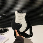 Guitar Crossbody Shape Halloween Trend 2024 Party Gothic Sling Shoulder Bag Black / (20cm